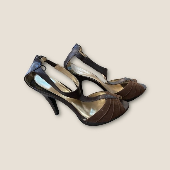 Charlotte Russe Open Toe Strap Heels Brown 9 - Picture 1 of 9